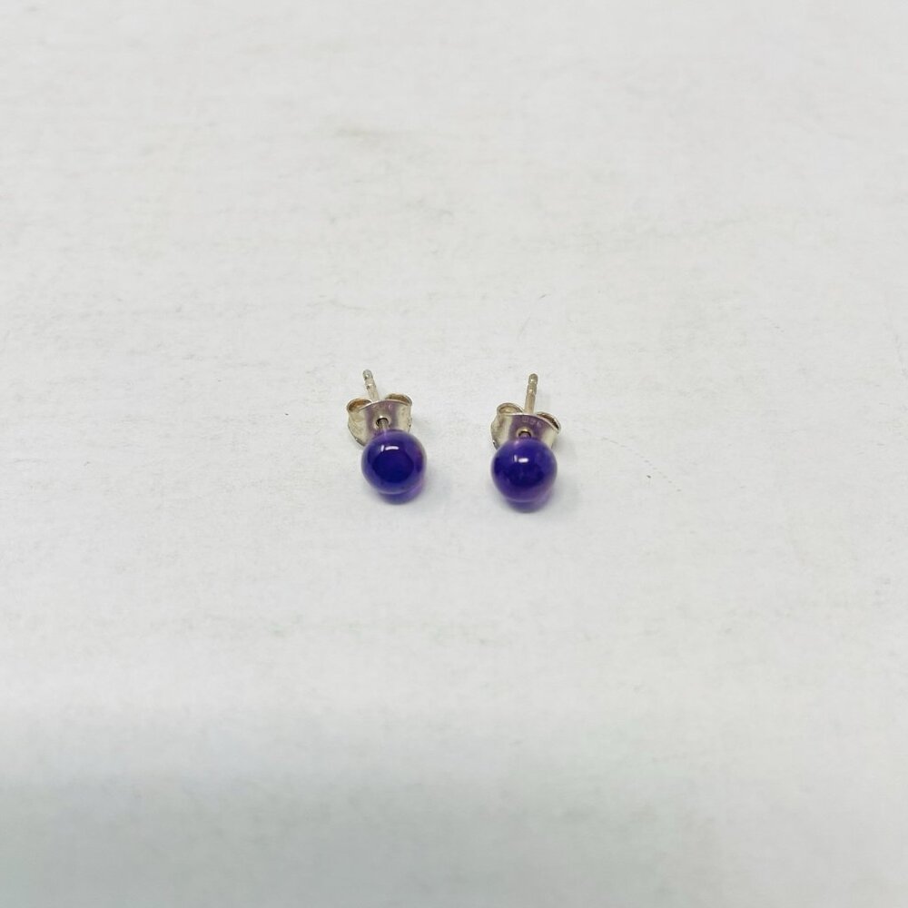 Shop LC Purple Amethyst‎ Sterling Silver Round Ball Stud Earrings 2.92 cts. 5160